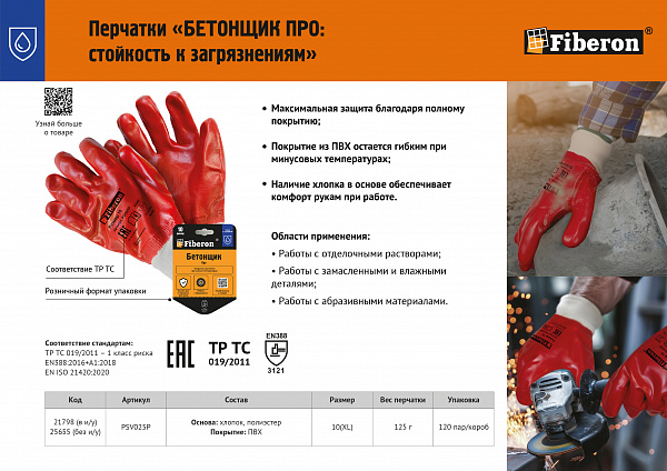 Листовка "Перчатки БЕТОНЩИК ПРО "
